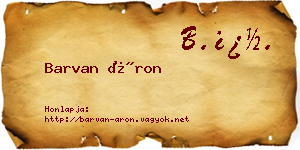 Barvan Áron névjegykártya